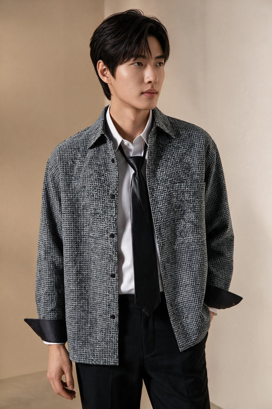 BLAACK MAN-blaack-twill-classic-collar-long-sleeve-casual-shirt-66423145-Grey