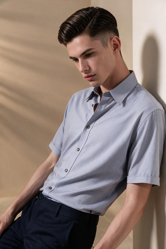 BLAACK MAN-blaack-easy-ironing-classic-collar-short-sleeve-casual-shirt-66433124-Grey