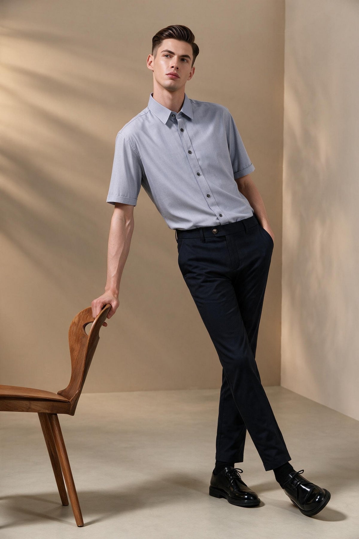 BLAACK MAN-blaack-hidden-elastic-waistband-cotton-blend-chinos-66461605-Blue