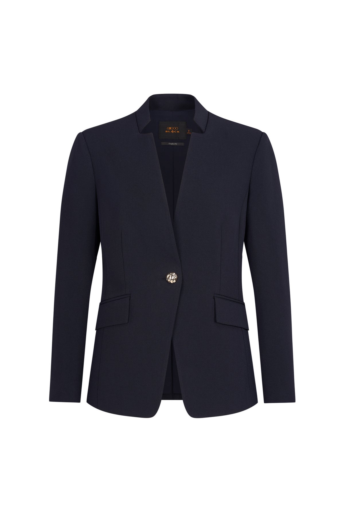 BLAACK WOMAN-blaack-crepe-notched-stand-collar-blazer-66914080-Blue