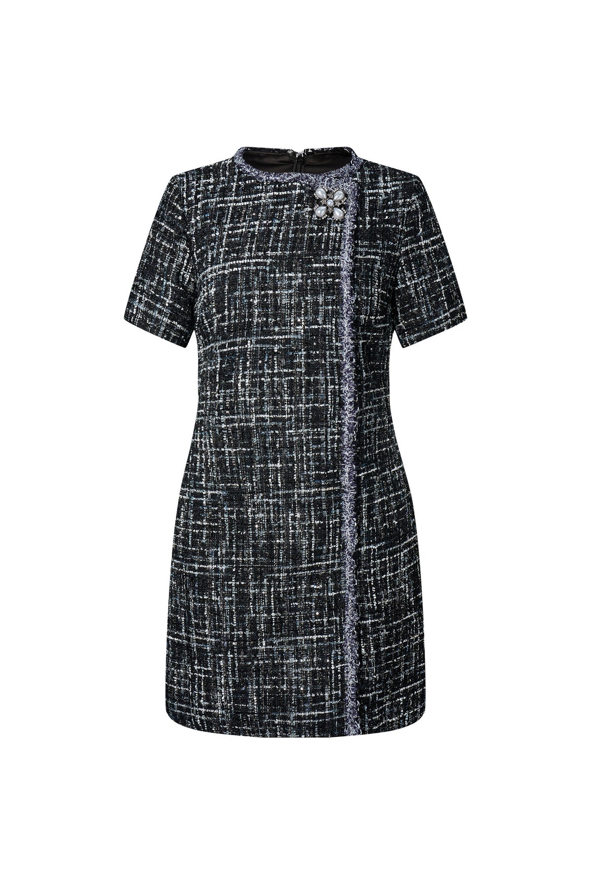 LUXURY-luxury-stand-collar-dress-66931342-Black