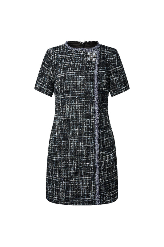 LUXURY-luxury-stand-collar-dress-66931342-Black