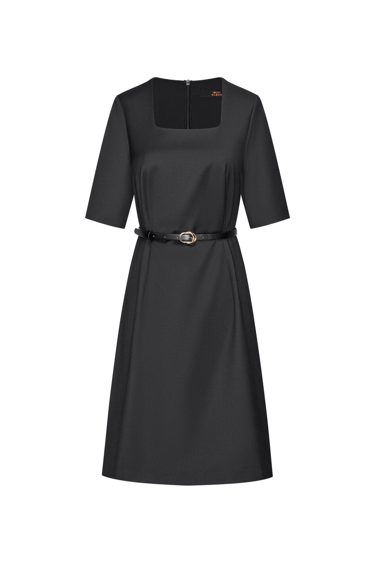 BLAACK WOMAN-blaack-wool-blend-twill-dress-(with-belt)-66934022-Black
