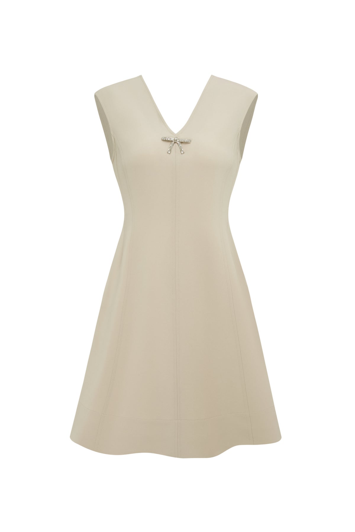 LUXURY-luxury-europe-fabric-v-neck-dress-66937316-Beige