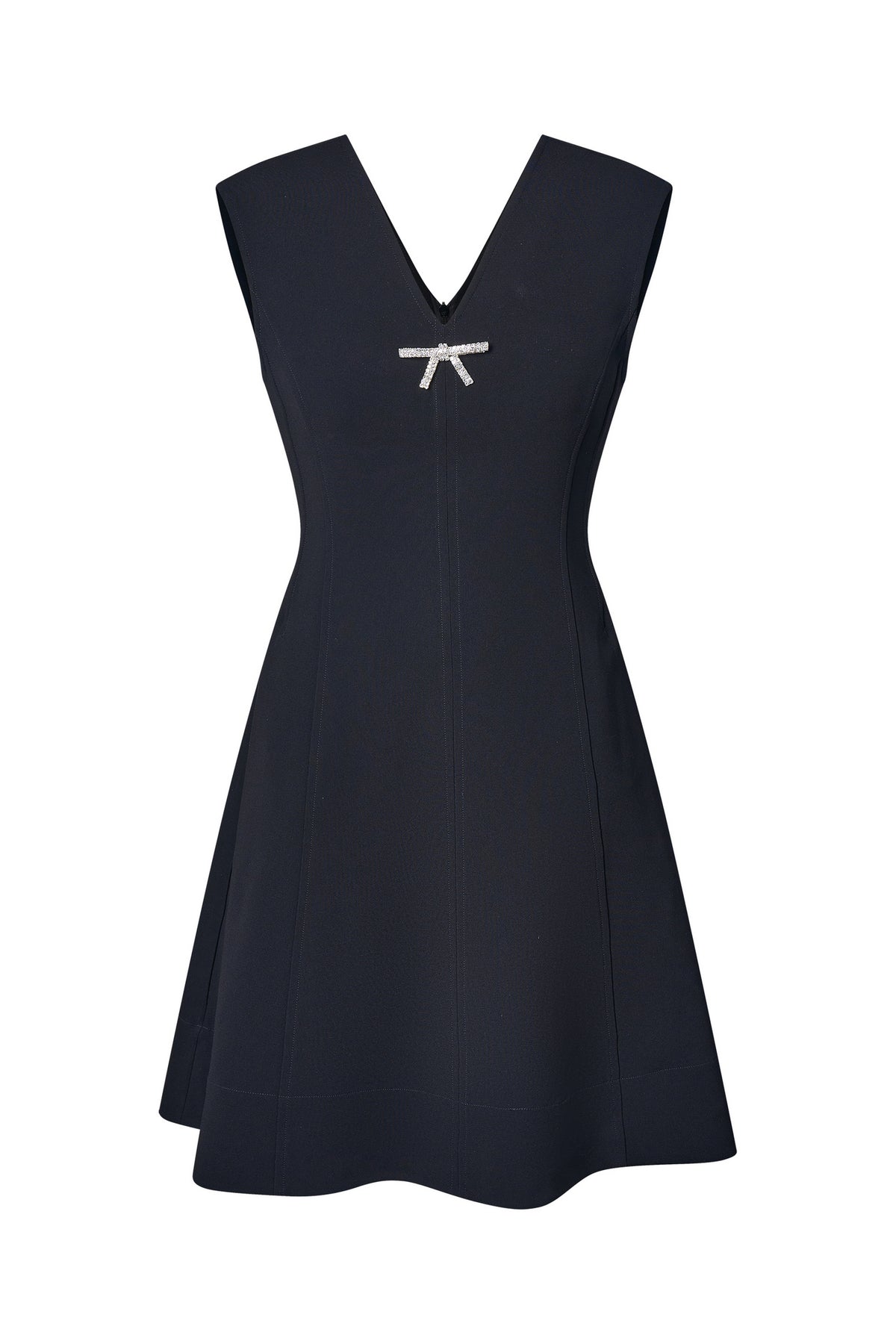 LUXURY-luxury-europe-fabric-v-neck-dress-66937316-Black