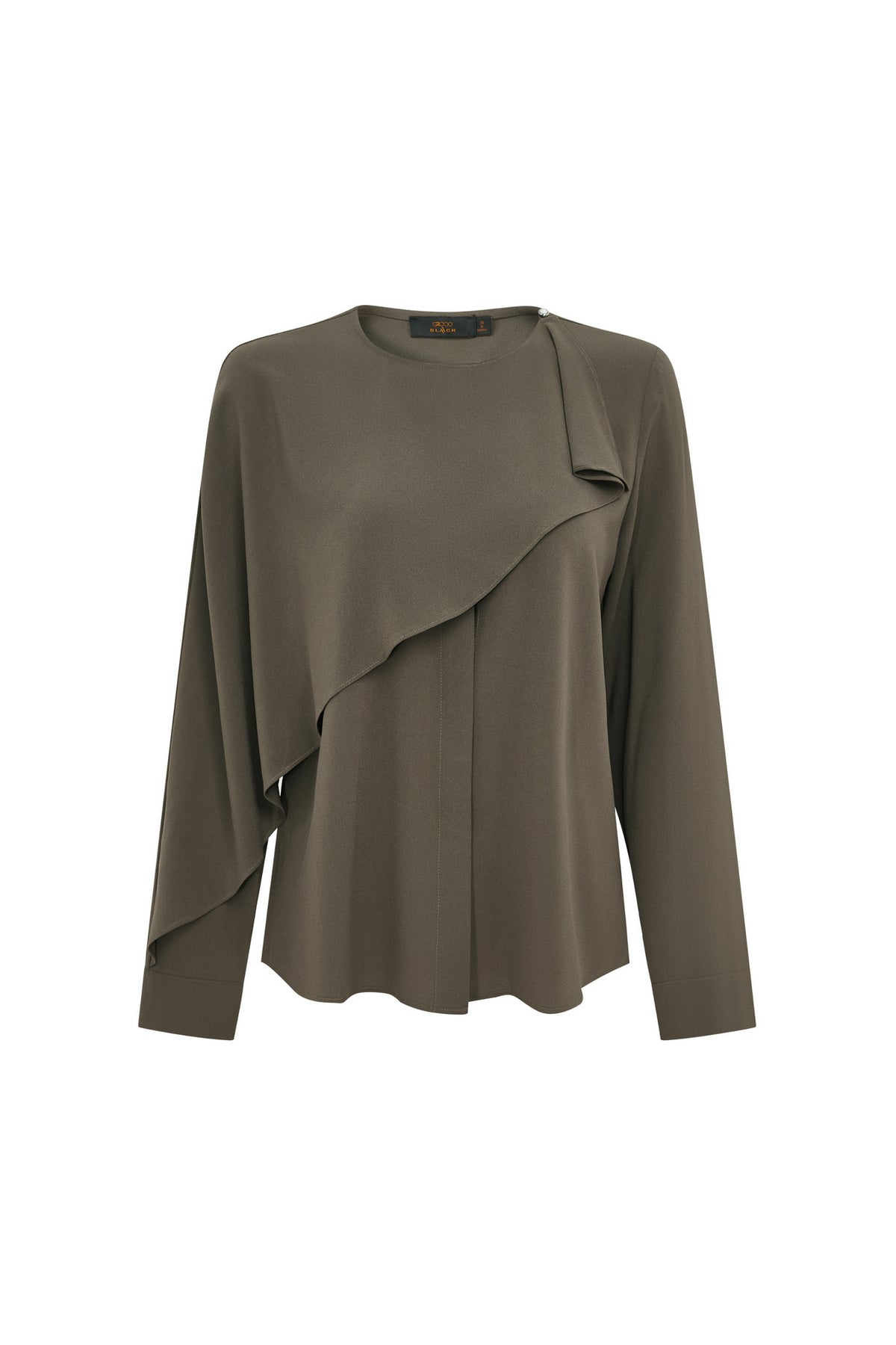 BLAACK WOMAN-blaack-crepe-asymmetrical-collar-blouse-66947001-Grey
