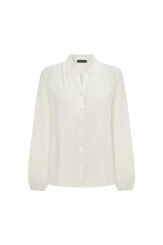 BLAACK WOMAN-blaack-crepe-stand-collar-blouse-66947021-White