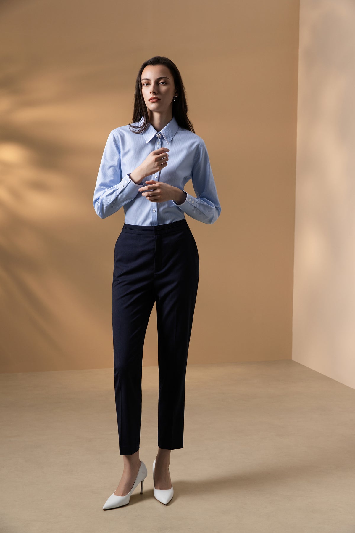 BLAACK WOMAN-blaack-anti-electrostatic-wool-blend-suit-pants-66954026-Blue