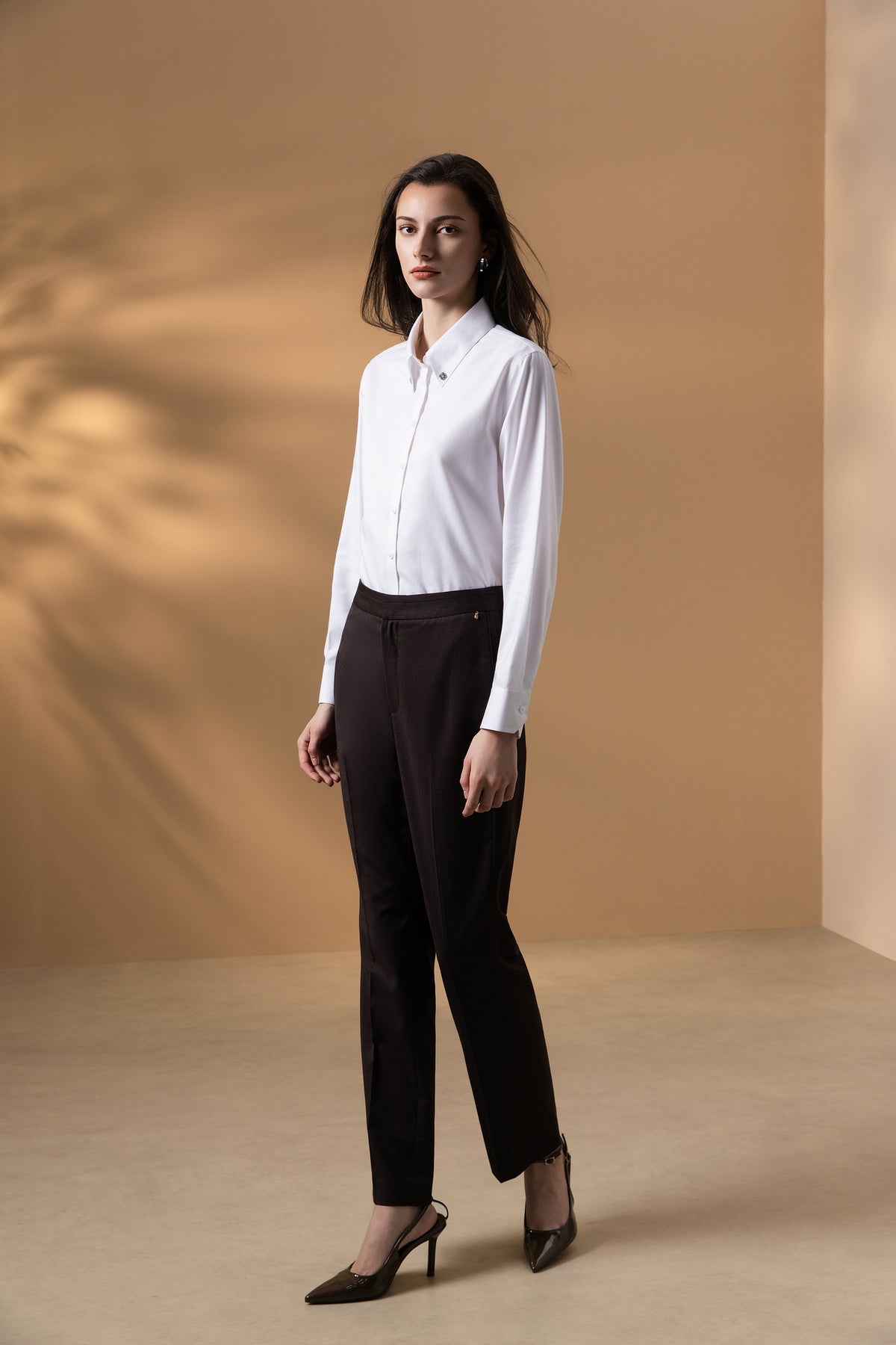 BLAACK WOMAN-blaack-wool-blend-twill-suit-pants-66954053-Brown