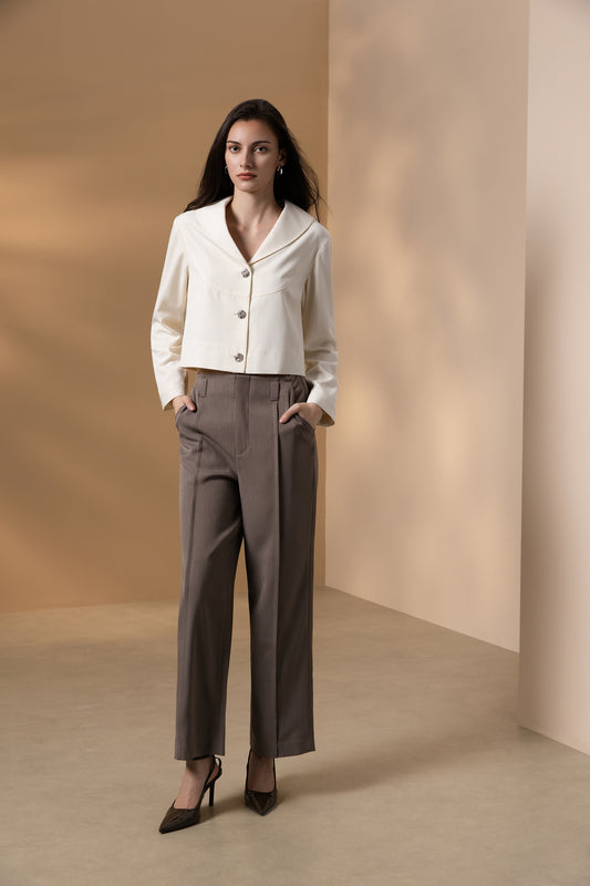 BLAACK WOMAN-blaack-dobby-machine-washable-casual-pants-(with-belt-bag)-66961023-Brown