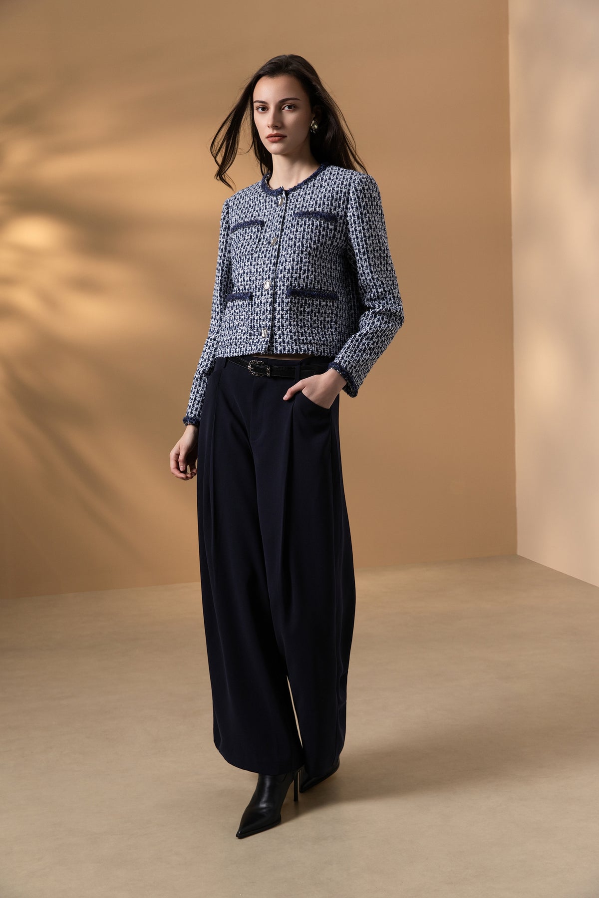 BLAACK WOMAN-blaack-plain-machine-washable-casual-pants-(with-belt)-66961057-Blue