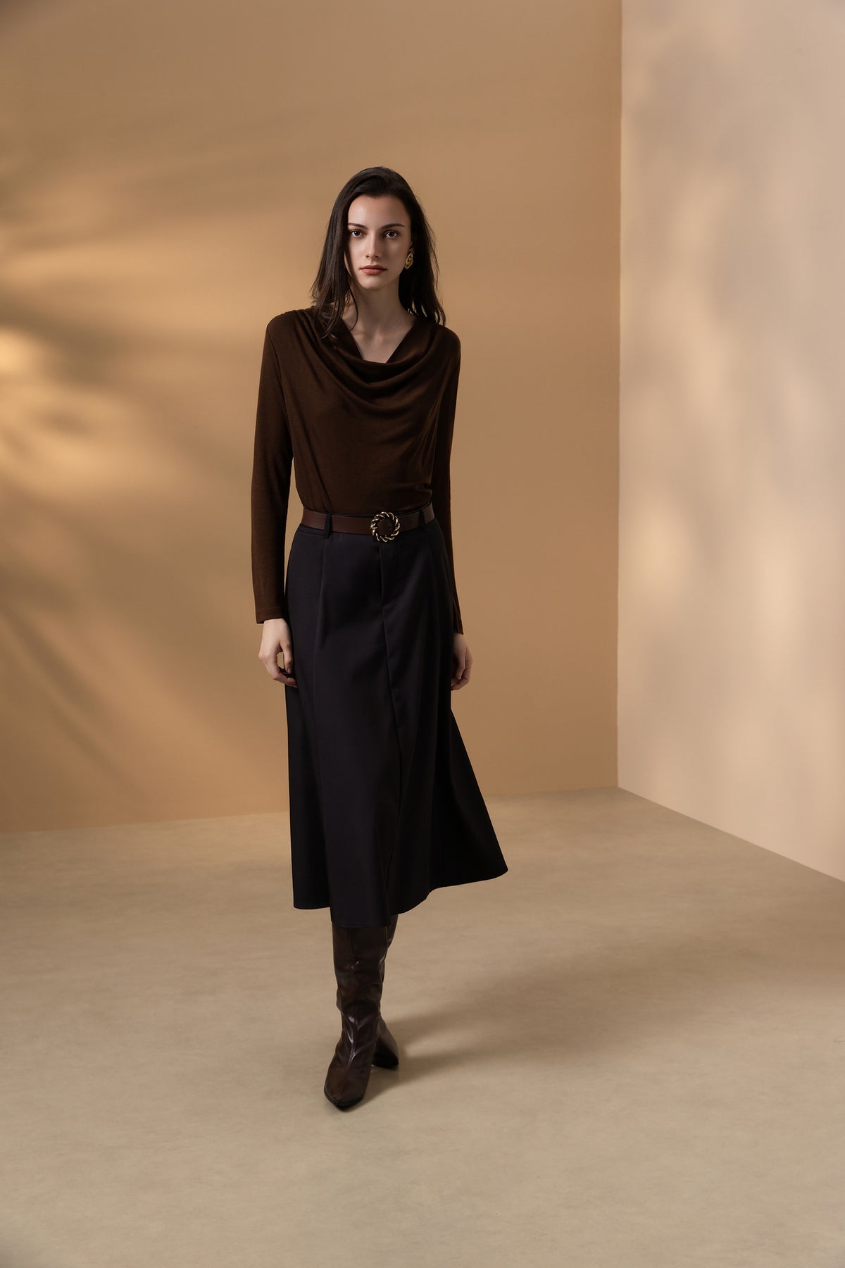 BLAACK WOMAN-blaack-twill-machine-washable-skirt-(with-belt)-66965602-Black