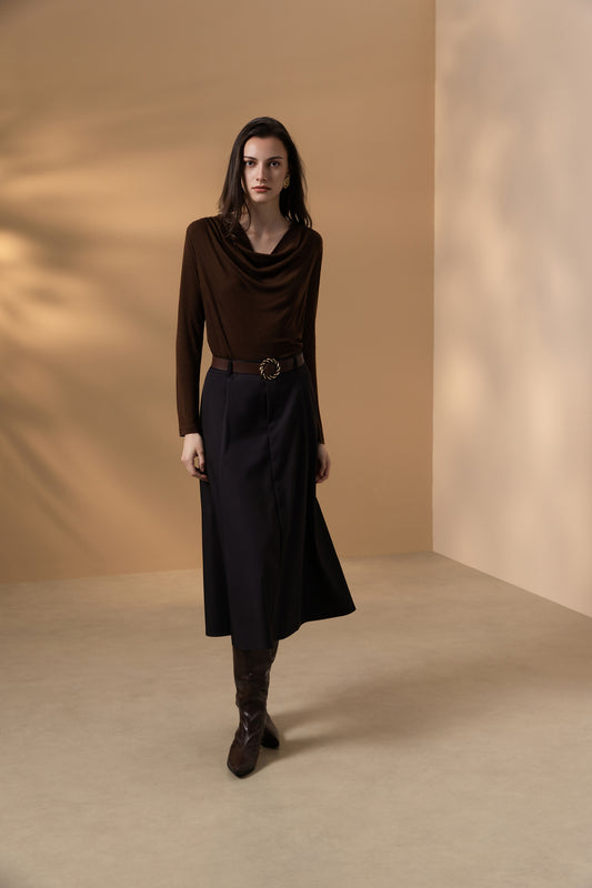 BLAACK WOMAN-blaack-twill-machine-washable-skirt-(with-belt)-66965602-Black