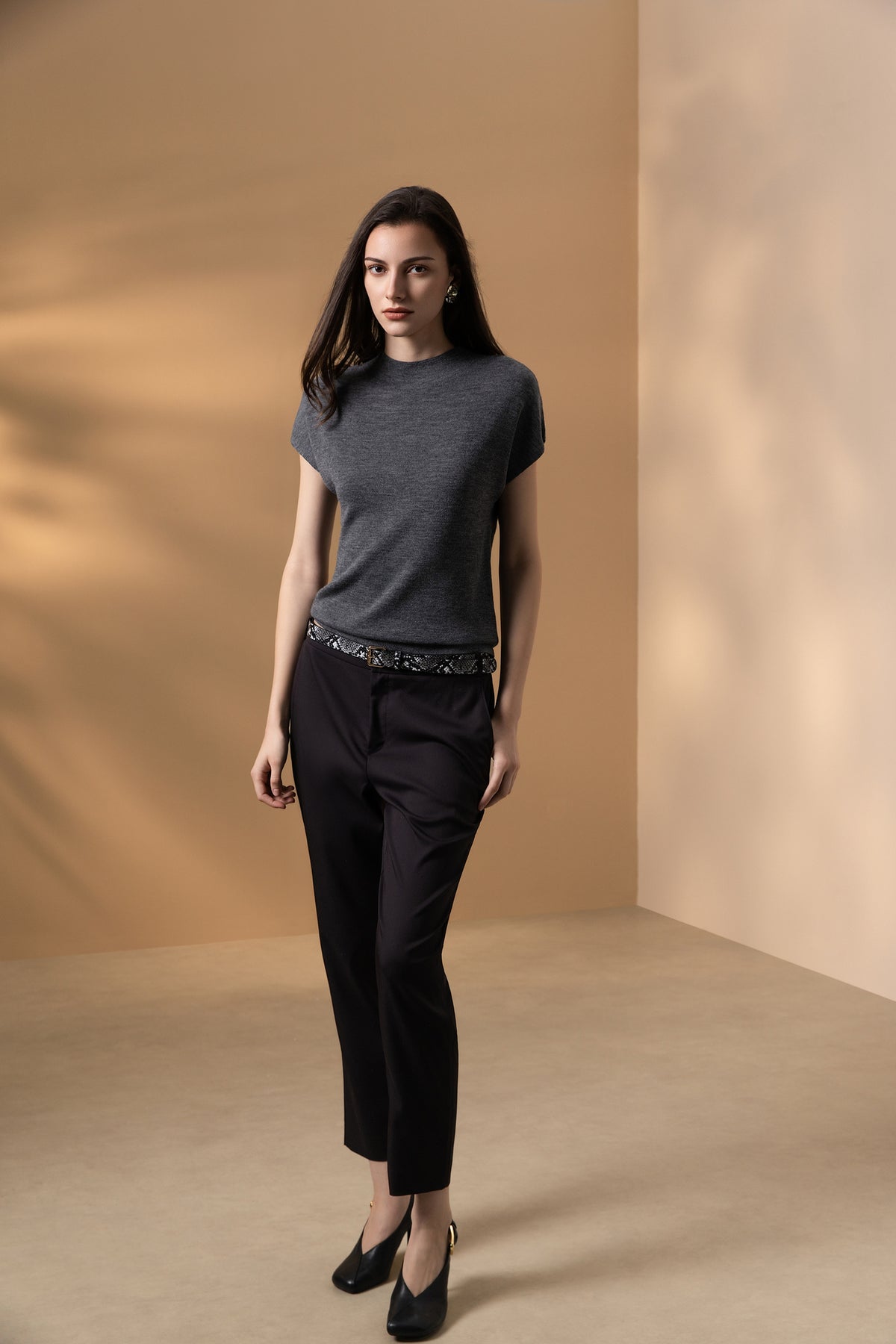 BLAACK WOMAN-blaack-wool-blend-mock-neck-knit-sweater-66974011-Grey