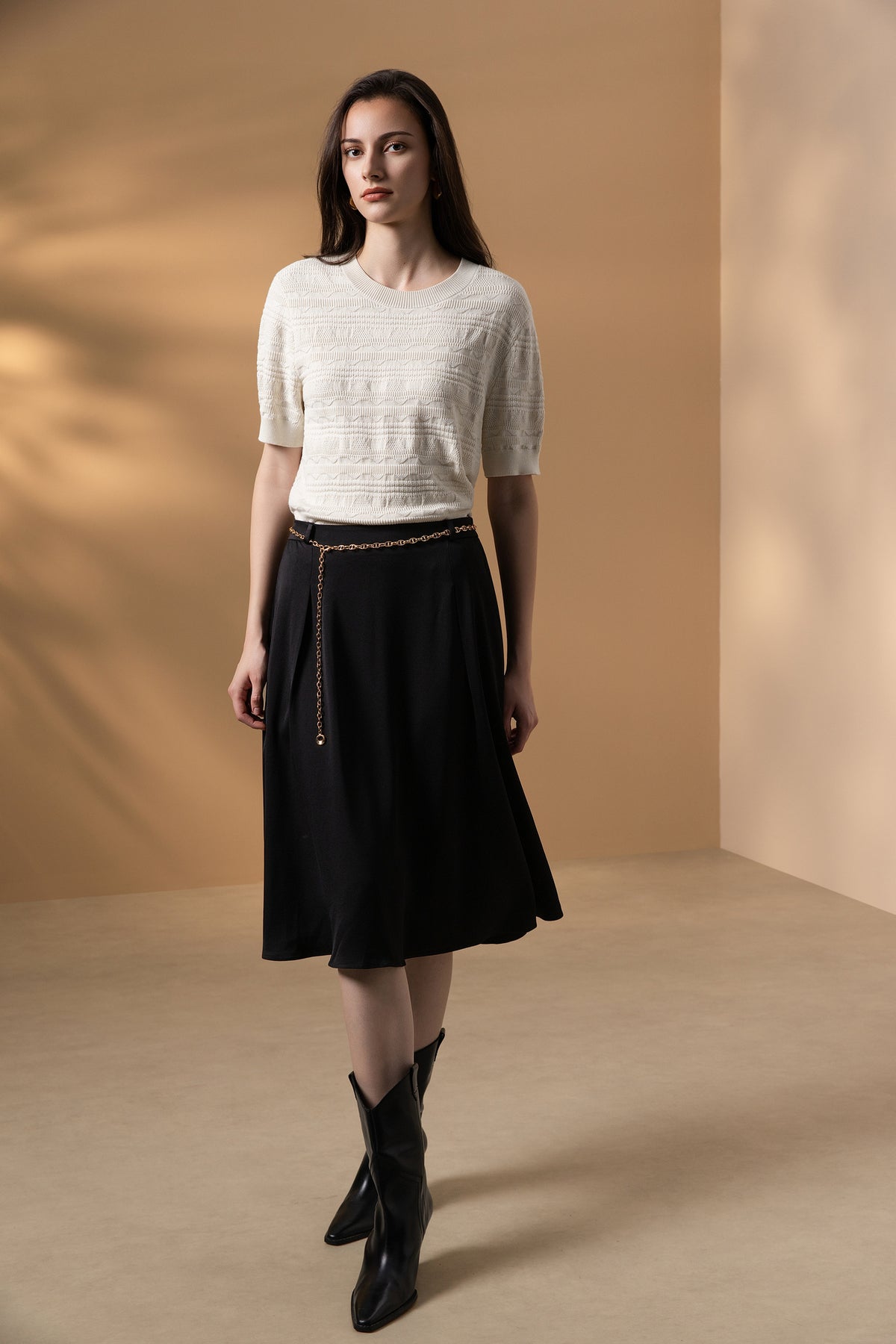 BLAACK WOMAN-blaack-round-neck-machine-washable-knit-sweater-66974025-Beige