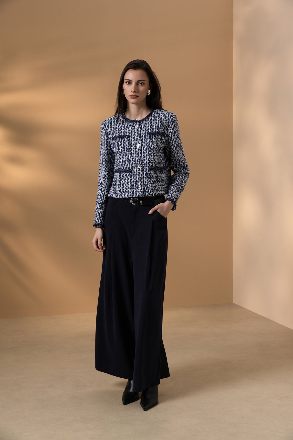 BLAACK WOMAN-blaack-round-neck-jacket-66981020-Blue